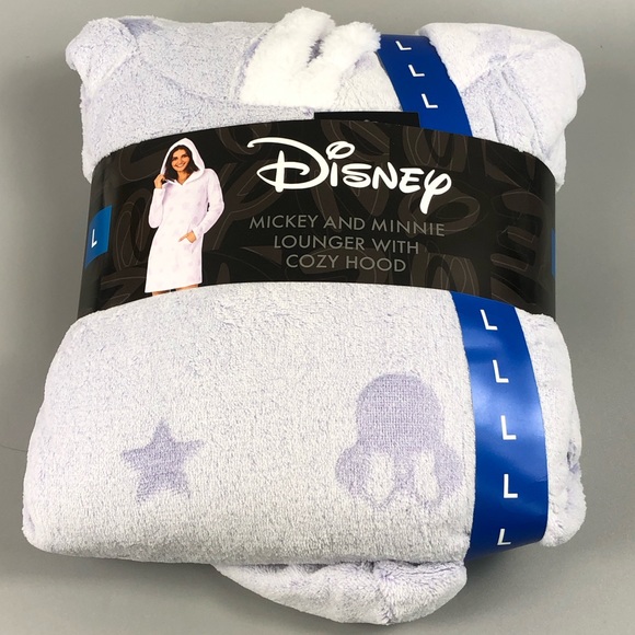 Disney Mickey and Minnie Fleece Longer Pajama Dress with Hood Size L - Picture 1 of 6